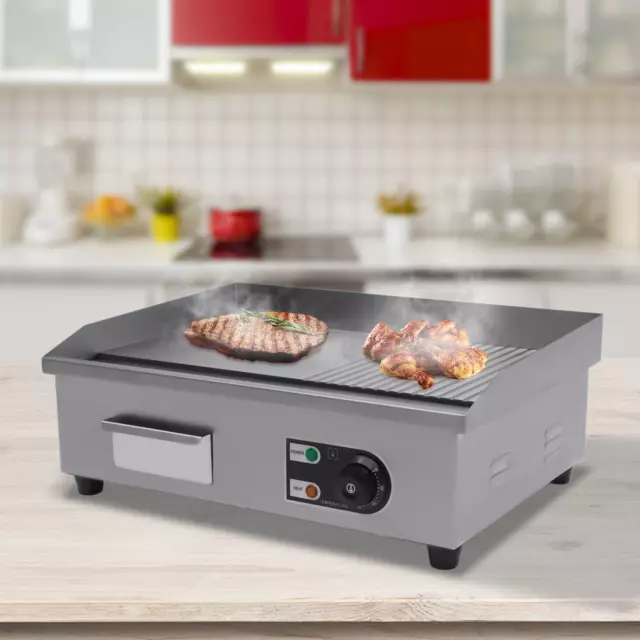 1600W Commercial Electric Griddle Flat Top Grill BBQ Hot Plate Grill Countertop
