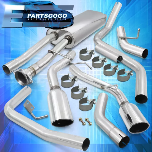 For 02-06 Cadillac Escalade Dual Catback Exhaust 65mm Piping + 4.25" Muffler Tip