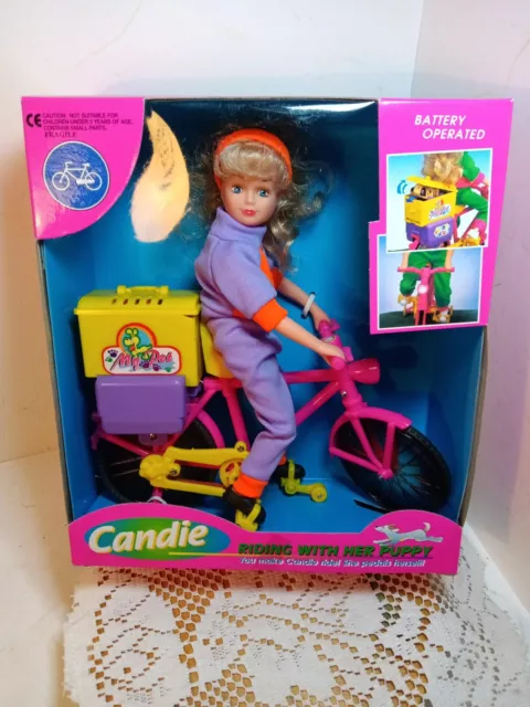 Vintage 1994 Candie Doll Riding With Her Puppy Battery Operated Toy. New