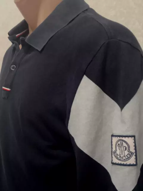 Moncler Gamme Bleu navy long sleeve polo shirt. Size M