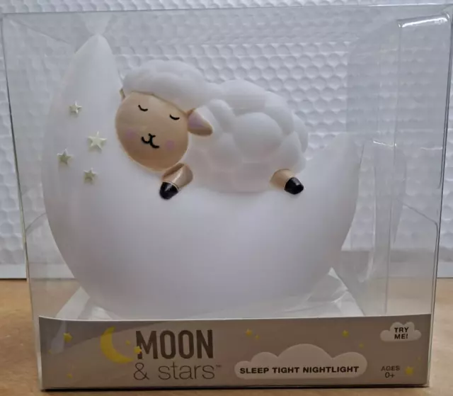 Moon And Stars Sleep Tight Night Light, Battery Operated, Soft Plastic, Nursery