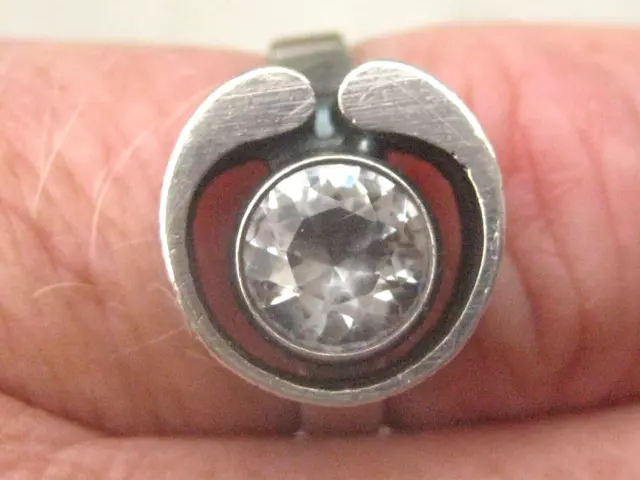 Anello d'argento vintage anni settanta Karl Laine Finlandia cristallo di rocca 925 17 mm 3