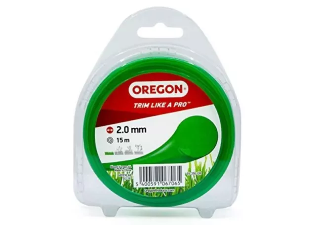 (0.77€/1m) Oregon 69-356-GR Green Nylonfaden Rundfaden Mähfaden 2,0 mm x 15 m