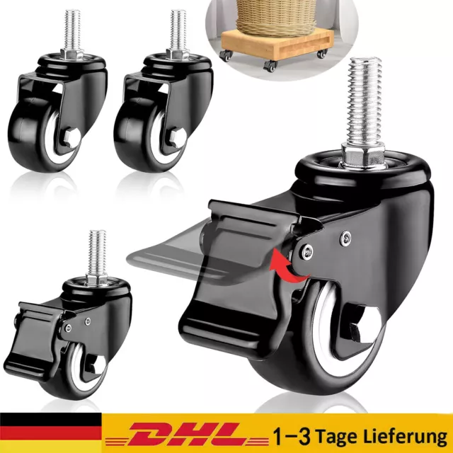 4x Transportrollen 40mm Schwerlastrollen Für Möbel Lenkrollen Mit Bremse Set