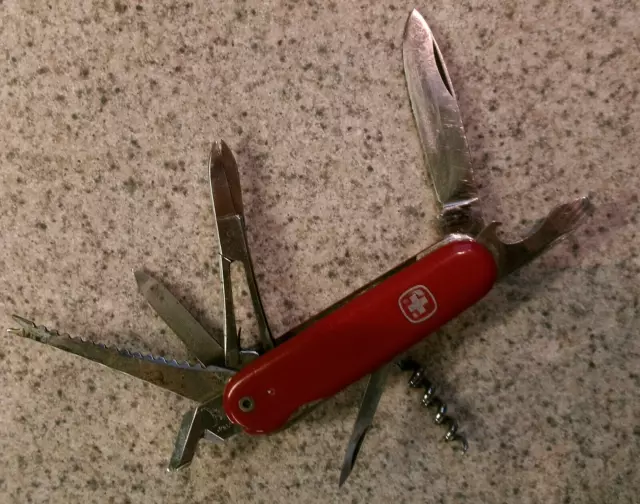 Wow Vintage Red Wenger Delemont Switzerland Swiss Army Knife For Parts Or Repair