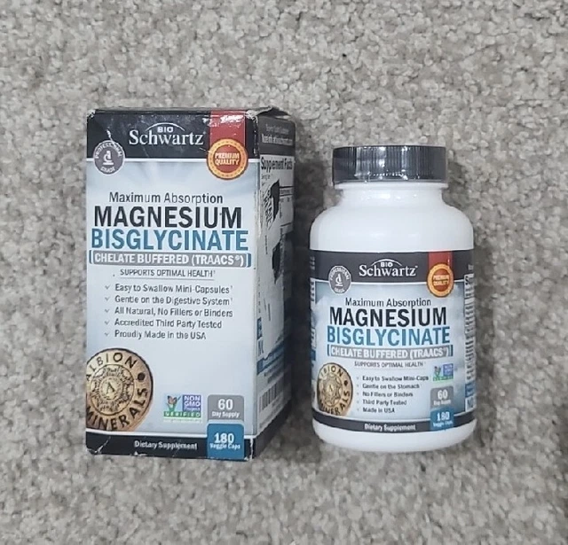 MAGNESIUM BISGLYCINATE 100 Chelate NoLaxative Effect. Maximum