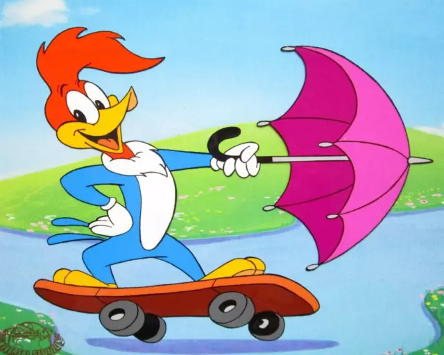 WOODY WOODPECKER skateboard umbrella WALTER LANTZ 1990s ORIGINAL PUBLICITY CEL