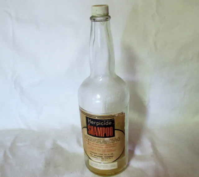 Antique 1900'S Herpicide Shampoo Paper Label Embossed Barber Bottle New York