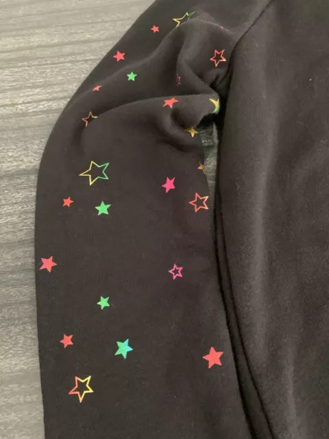 girls crewneck pullover sweatshirt size large black with rainbow stars 2