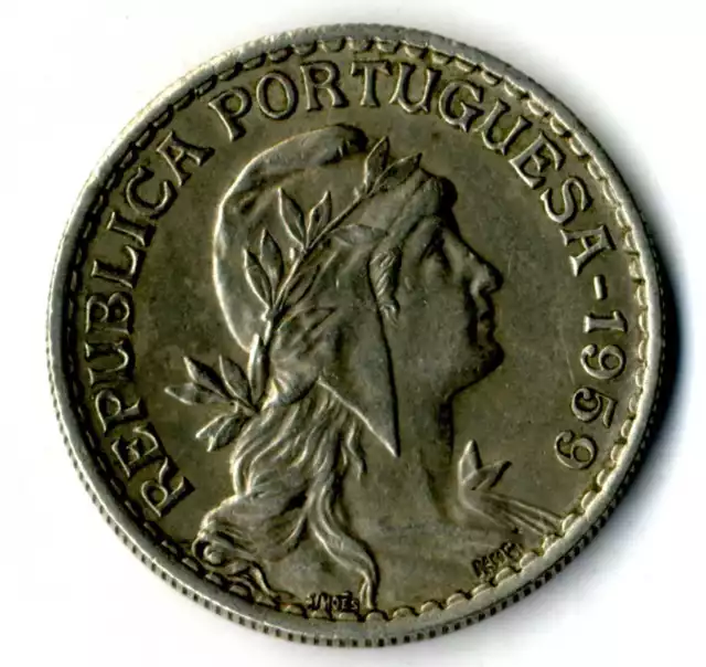 Moneda Republica Portuguesa 1959 1 escudo coin