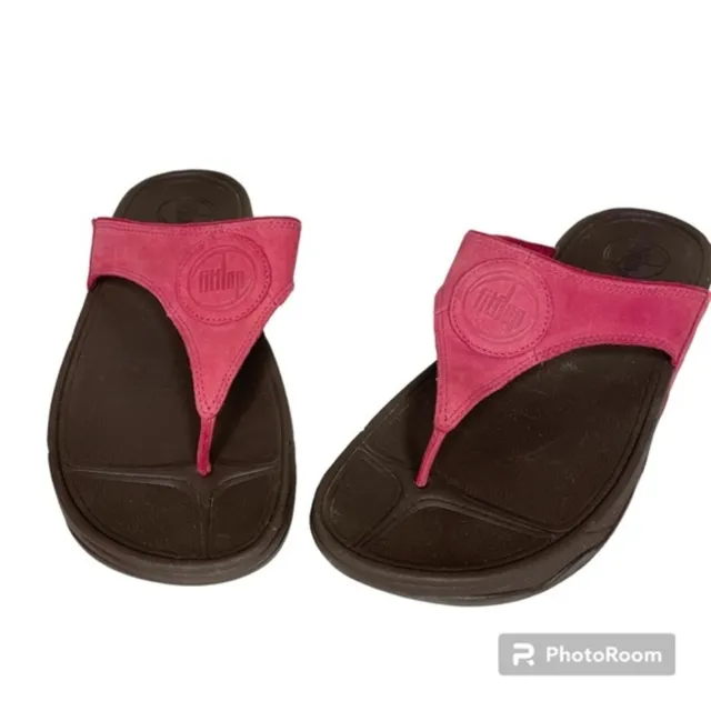 FitFlop Sandals Pink Suede Thong Toe Post Style 211-293 Flip Fit Flop Size 9