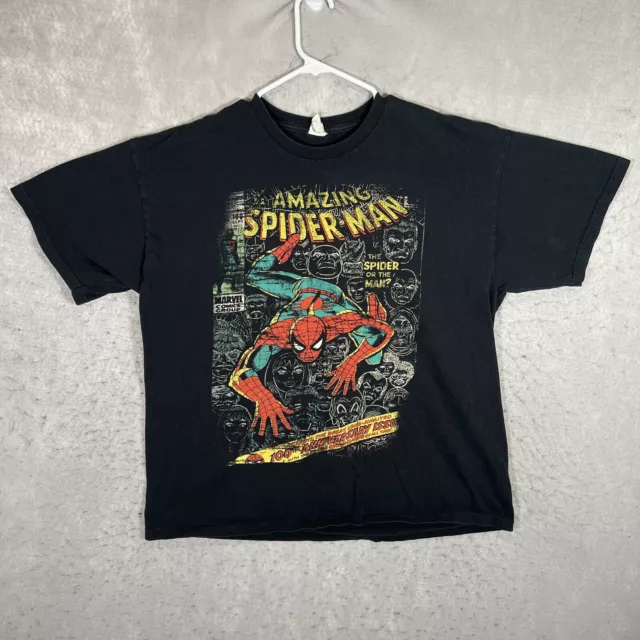 A1 Marvel Comics The Amazing Spiderman T Shirt Adult XL Black Cartoon Movie Mens