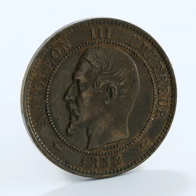FRANCE 10 (DIX) centimes Napoleon III AUNC bronze coin 1852 A £105.58