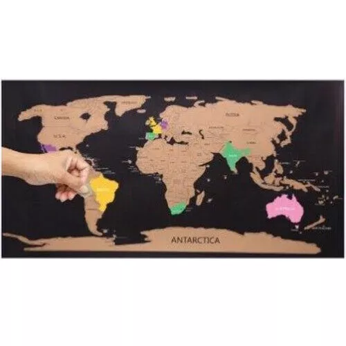 Scratch Off World Map Educational Travel Log Journal Poster Wall Home Decor Gift