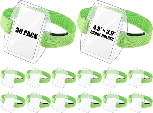 30 Pcs Arm Badge Holder Armband ID Card Badge Holder with Hook and Loop Fastener