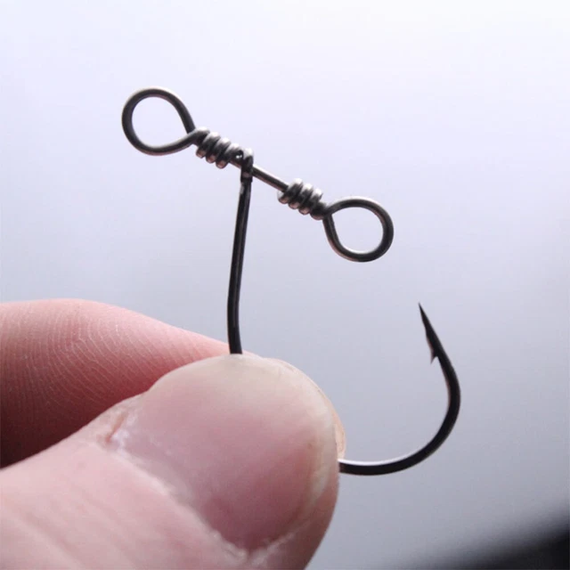 Fischhaken Tackle mit 360° drehbar 10 Stck. 21x23m Zubehör schwarz + silber