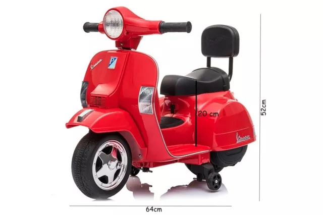 Mini Vespa per bambini Piaggio rossa moto elettrica px150 6V poggiaschiena LT913