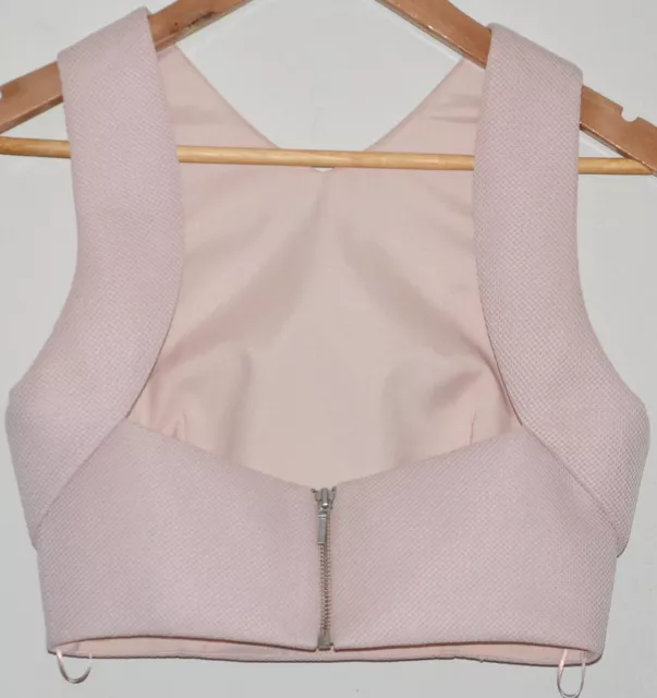 Nicholas Blush Pink Foam Mesh V Neck Designer Backless Crop Top *New* 8 2