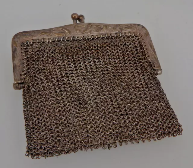 Jugendstil Geldbörse - selten mit geteiltem Geldfach Silber um 1900 (98533)