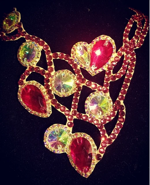 Ballroom Dance Jewelry Beautiful Hot Pink and Crystal AB Necklace