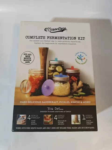 Masontops Complete Mason Jar Fermentation Kit - Weights, Pounder, Airlocks