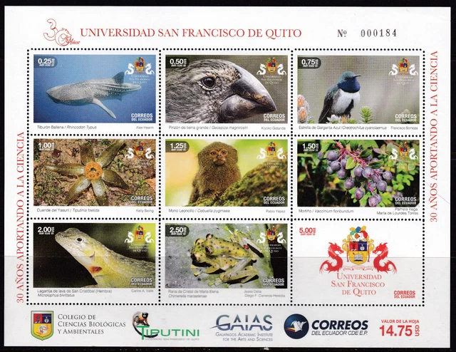 Ecuador, Fauna, Birds, Animals, Amphibians, Birds, Reptiles, Plants MNH / 2019