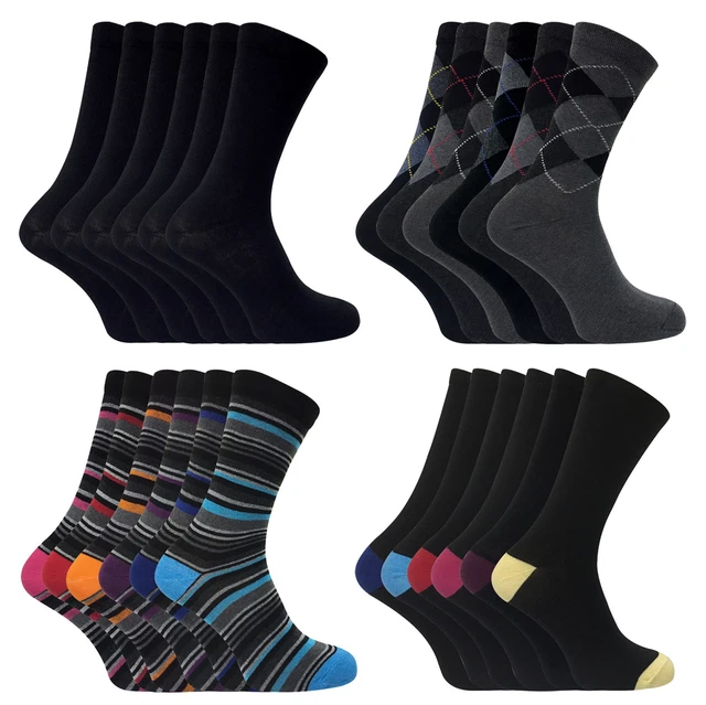 Sock Snob - 6 Paires Hommes Coton Respirant Fantaisie Rayures Désign Chaussettes