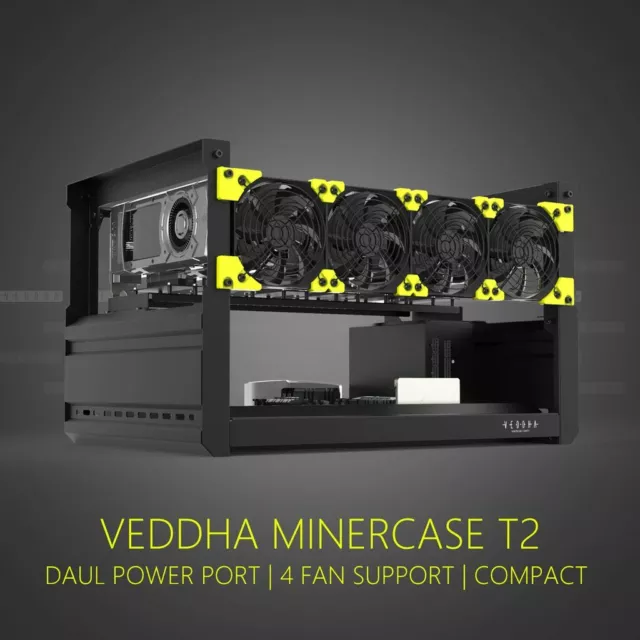 VEDDHA 6GPU T2/T3 Edition Aluminum Stackable Open Air Mining Rig Frame Minercase
