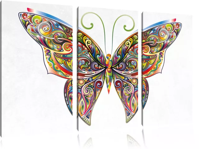 Prächtiger Schmetterling weiß 3-Teiler Leinwandbild Wanddeko Kunstdruck