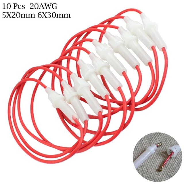 Kit support fusible en ligne avec 10 fusibles en verre AGC blanc pour 5 x 20 mm