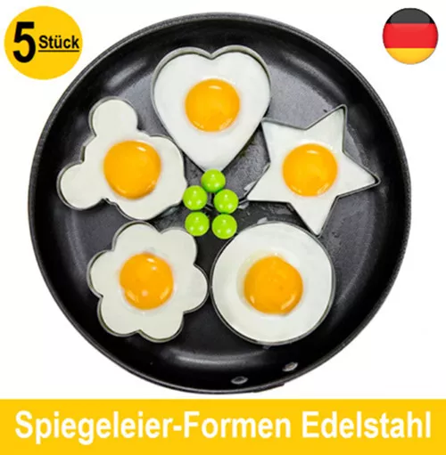 5x Edelstahl Spiegeleiform Spiegeleier Ring Anti Haft Eier Form Ei Pfannenring