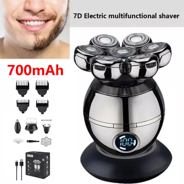 7D Electric Shaver 7Head Razor Bald Beard Hair Skull Trimmer Beard Remover UK