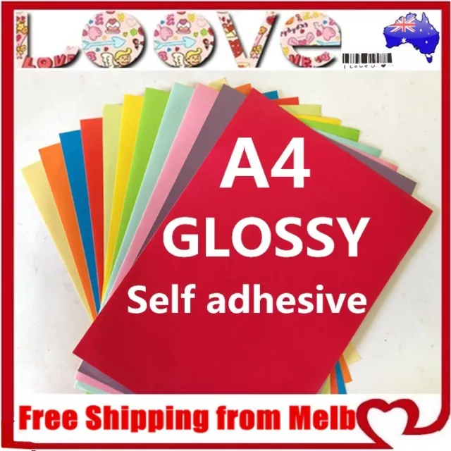 20x A4 Colour Glossy Self Adhesive Sticker Paper Sheet Label Laser Print Office