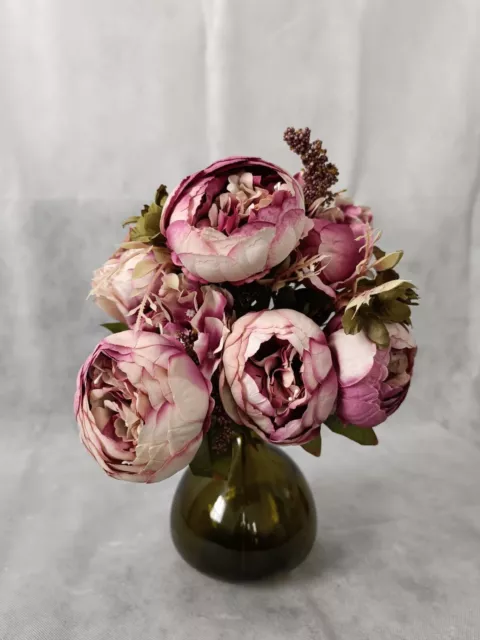 Luxury Silk Purple Artificial Peony Bouquet Flowers Home Wedding Decor