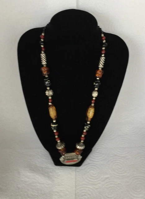 Collier Pectoral Ethnique Vintage Des Années 70/80 - Perles, Métal, Résine, Style Bohème