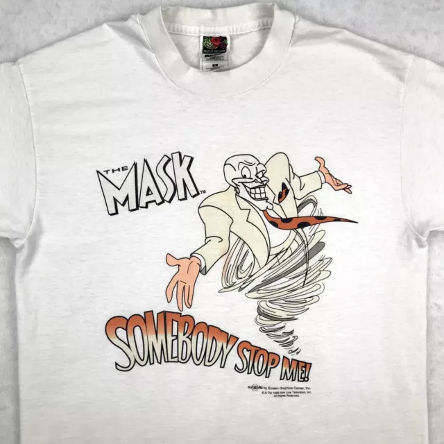 vtg 90s THE MASK SOMEBODY STOP ME! T-Shirt SMALL movie promo jim carrey cartoon