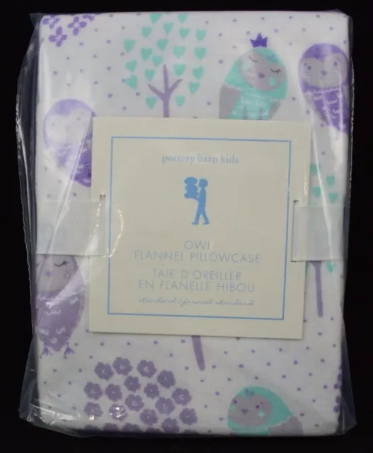 Funda de almohada estándar de franela Pottery Barn Kids búho púrpura #27B
