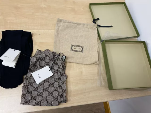 COPPIA DI COLLANT Gucci, nuovi di zecca, non indossati con etichette,  scatola e sacchetto antipolvere taglia: L EUR 490,93 - PicClick IT