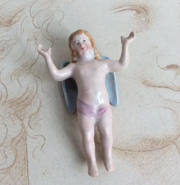 Ancien Ange en porcelaine et biscuit XIXème Angelot Putti Putto