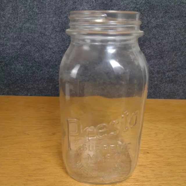 Vintage Mason Jar PRESTO SUPREME MASON Duraglass D74 Owens Glass Company