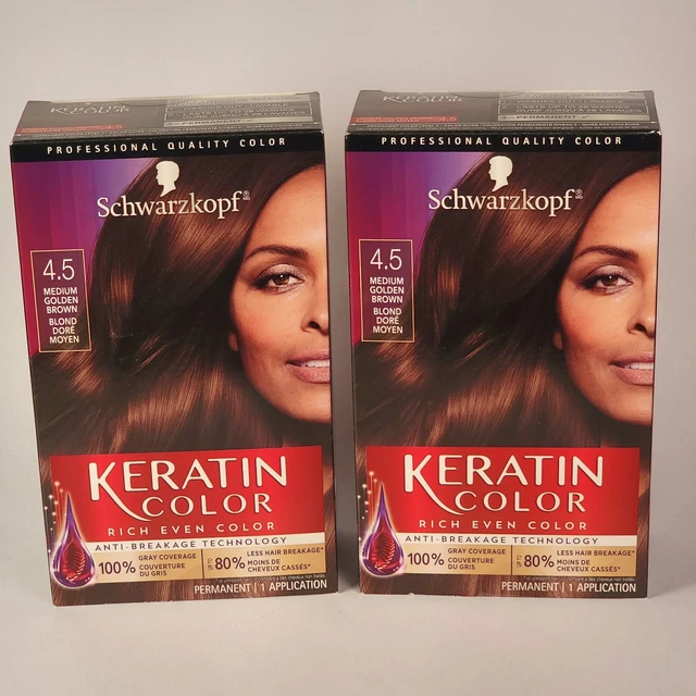 (2) SCHWARZKOPF KERATIN Color Permanent Hair Color Cream 4.5 Medium
