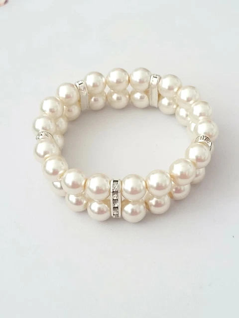 Kristall Perlen Armband mit Swarovski Elements, 18 cm, dehnbar, Neu (U006)