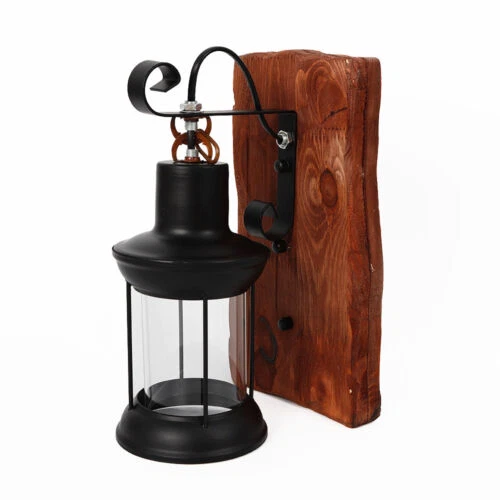 Antik Retro Vintage Industriell Holz Wandleuchte Wand Lampe Wandleuchter Licht 2
