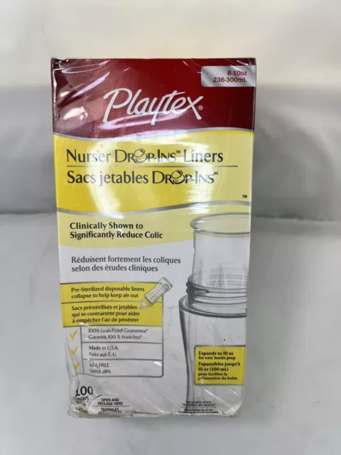 Playtex Baby Drop-ins Liners Baby Nurser Bottles 8-10 oz 100 ct SEALED New