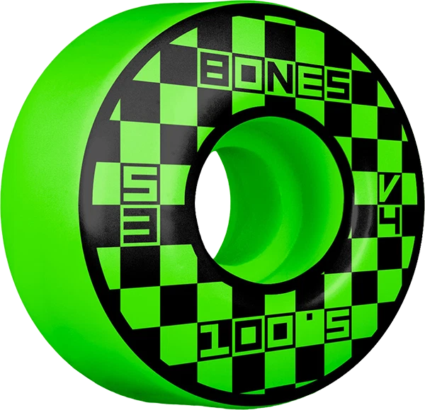 BONES 100's OG V4 BLOCK PARTY 53mm 100A GREEN WHEELS SET
