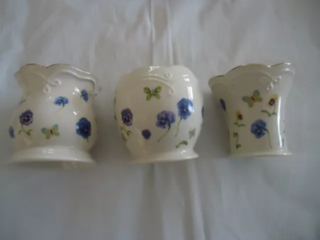 Juego de 3 flores azules con adornos dorados de flor floral Lenox