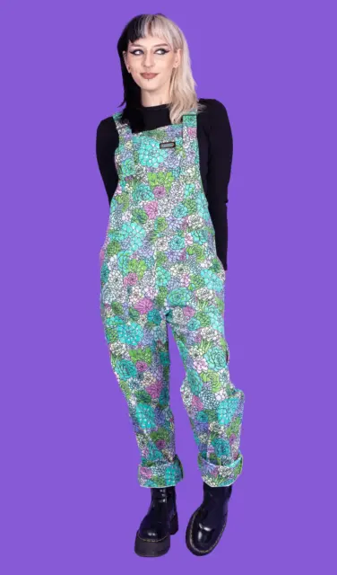 Run &Fly 80's/90's style Succulents Stretch Twill Dungarees