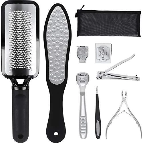 Umitive Lime pour Pieds, Set Râpe à pied professionnelle, Acier Inoxydable Kit P