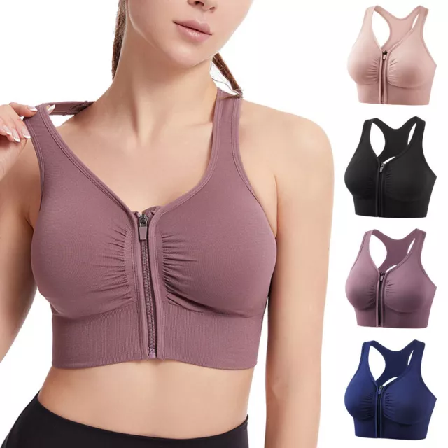 FRONT ZIPPER BRA Breathable Fadeless Workout Fitness Yoga Crop Top Casual  Style $12.29 - PicClick AU