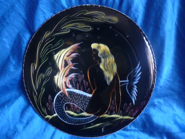 Superbe Grand Assiette Decorative  D Epoque Art Deco  Kerina Monaco Signee 38 Cm